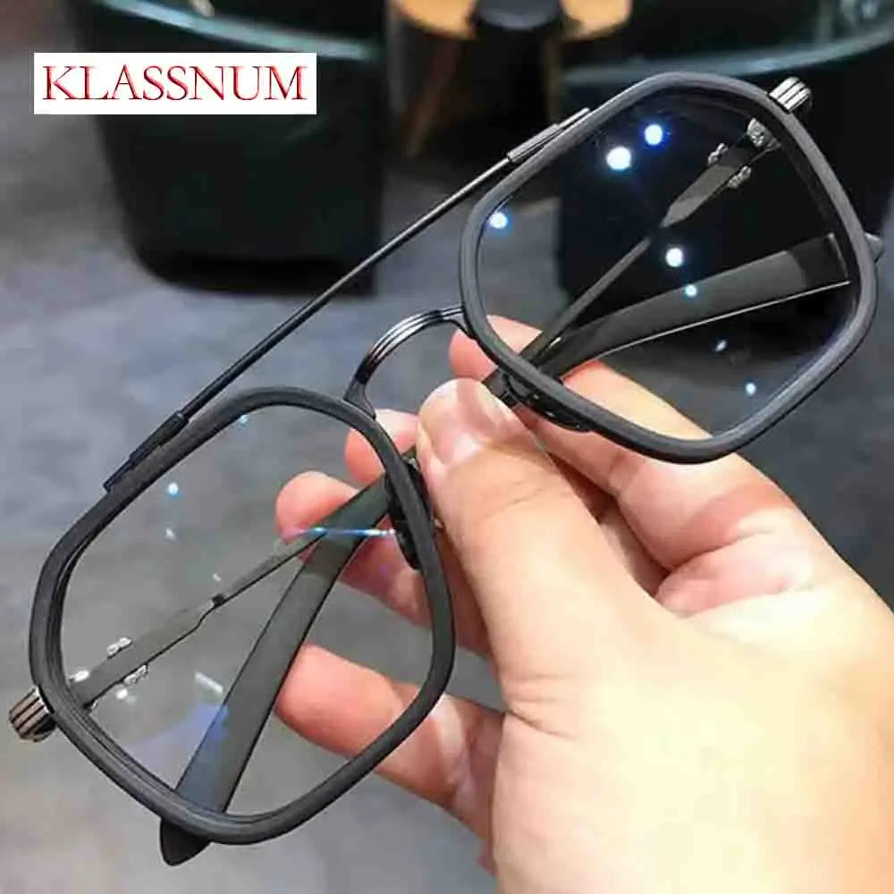 2024 New Fashion Men Sunglasses Oversized Frame Women Anti-blue Light Transparent Glasses UV400 Eyewear Flat Mirror Eyeglass SPINGHAR