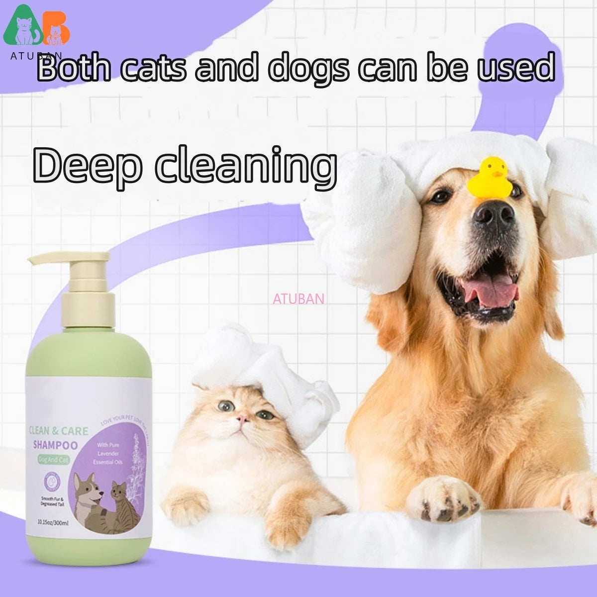 ATUBAN Dog Shampoo and Conditioner,Hypoallergenic Dog Shampoo for Smelly Dogs,Probiotic Pet Shampoo for Dogs,Royal Lavender SPINGHAR