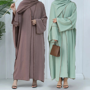 Modest Women's Coords Set - 2-Piece with Hijab, Abaya & Cardigan - Turkey/Dubai 2024 - SPINGHAR