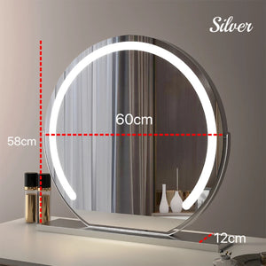 Vanity Mirror with Lights LED Round Makeup Mirror for Bedroom with 15X Magnification Smart Touch Dimmable 3 Modes 360° Rotation SPINGHAR