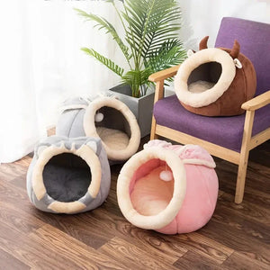 Cat Bed House Kennel Nest Round Pets Sleeping Cave Kitten Beds Pet Basket Cozy Kitten Lounger Cushion Cat House Tent Dog House SPINGHAR