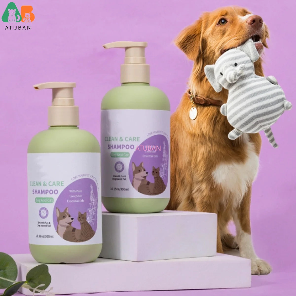 ATUBAN Dog Shampoo and Conditioner,Hypoallergenic Dog Shampoo for Smelly Dogs,Probiotic Pet Shampoo for Dogs,Royal Lavender SPINGHAR