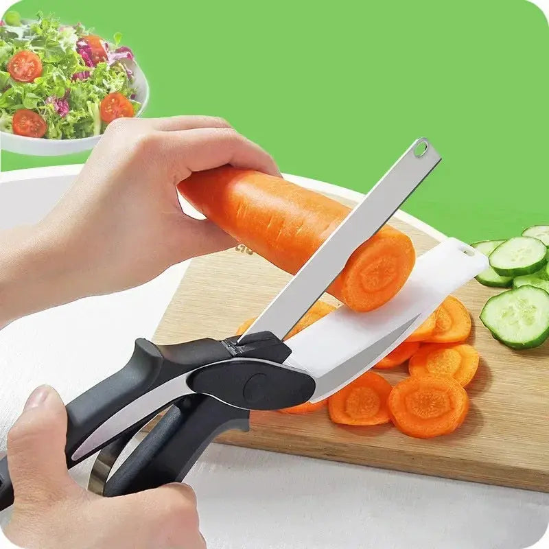 Food Scissors Vegetable Scissors 2-in-1 Smart Chopping Knife Multifunctional Kitchen Scissors knife - SPINGHAR