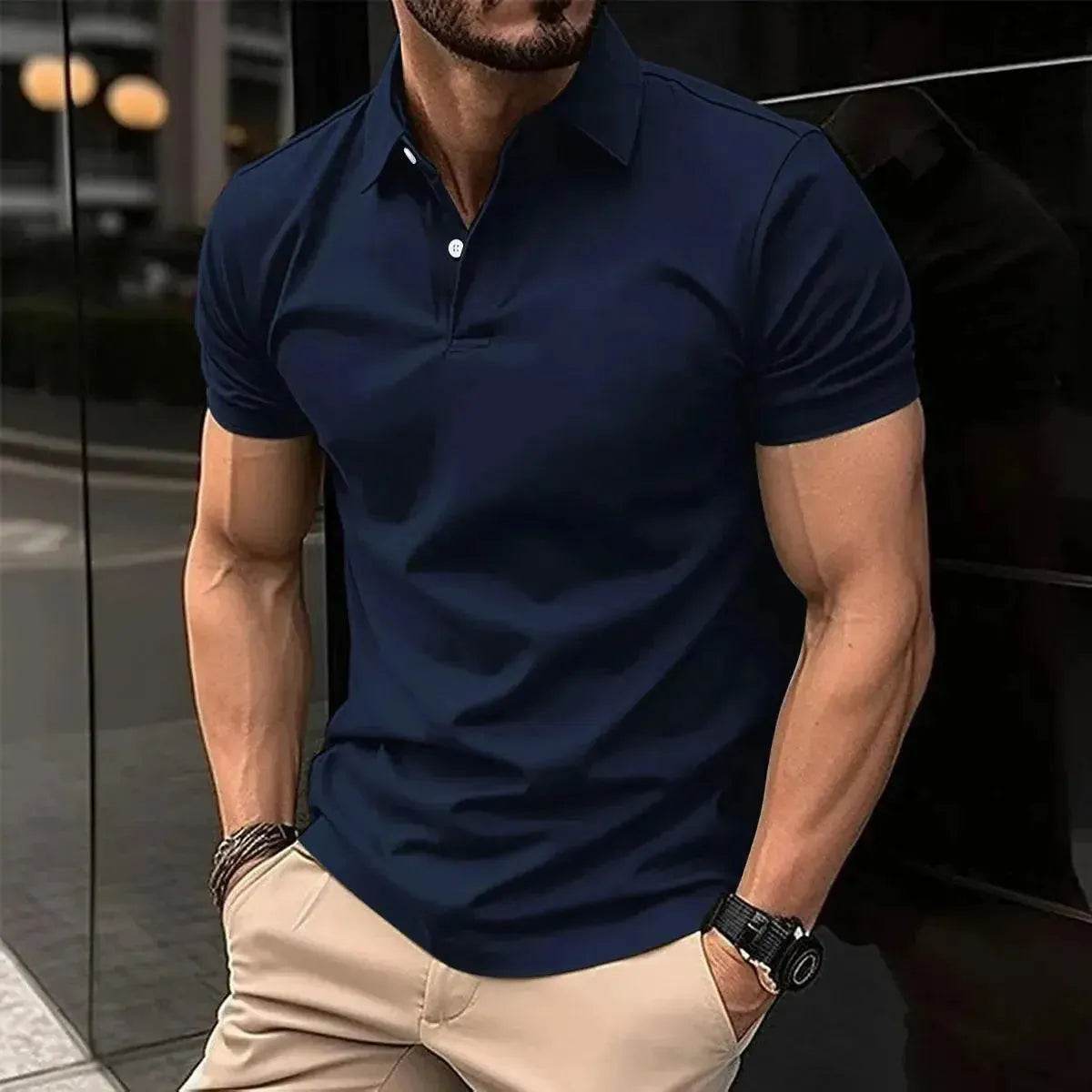 Best-Selling Men's Summer Solid Color Polo Shirt - Slim Fit Business Casual - SPINGHAR