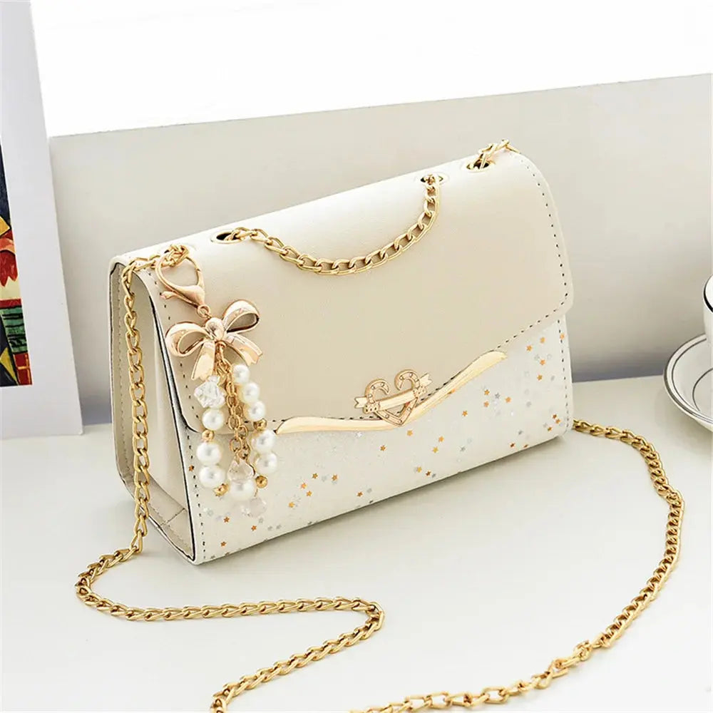 Trendy Sequin Messenger Bag for Women with Tassel Pendant - SPINGHAR