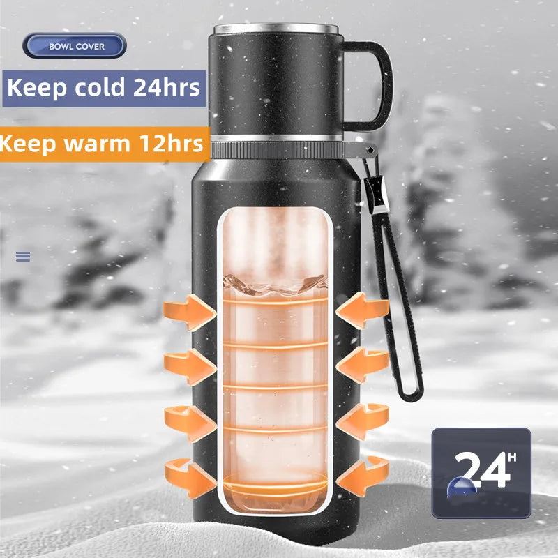 Double Wall Keep Hot and Cold Thermos Bottle Stainless Steel Insulated Bottles Vacuum Flask Large Thermos Cup with Tea Filter SPINGHAR