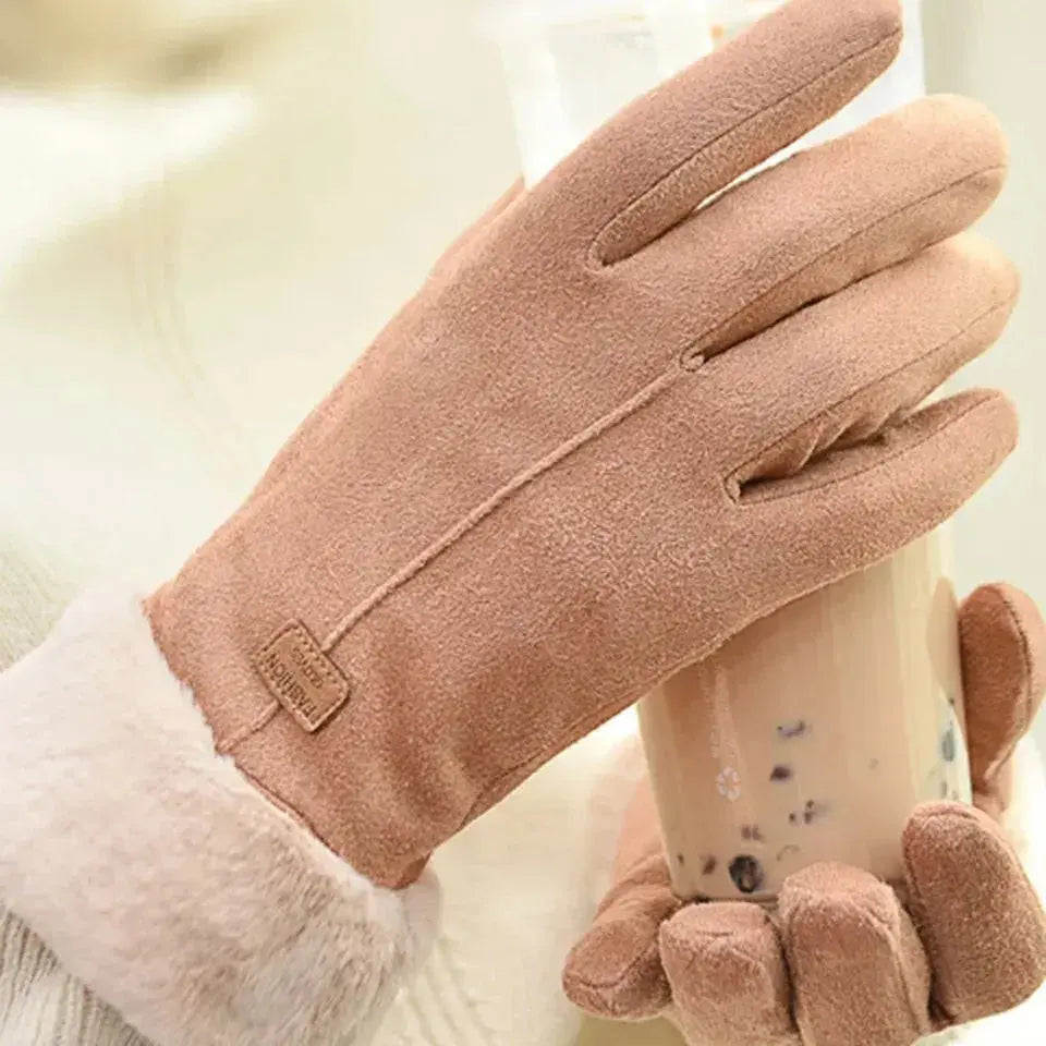 Cute Furry Warm Gloves for Women: Autumn Winter Full Finger Mittens for Outdoor Sports SPINGHAR