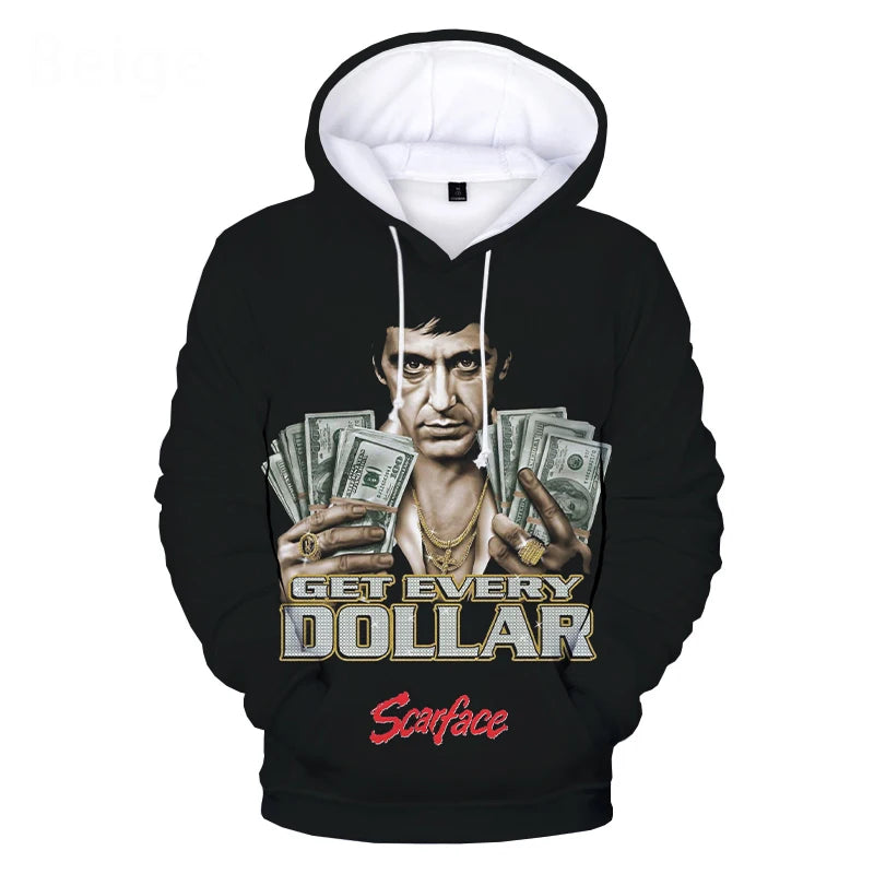 New Scarface 3D Printed Hoodies Fashion Movie Sweatshirt Tony Montana Men Women Harajuku Streetwear Oversized Hoodie Pullover SPINGHAR