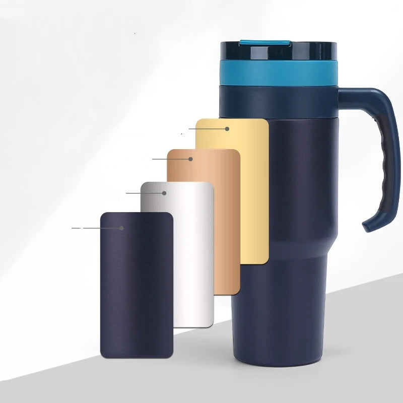 40oz 304 Stainless Steel Insulated Water Bottle Thermal Coffee Car Cup Cold Hot Mugs Vacuum Flask With Handle Straw For Sport SPINGHAR