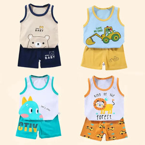 2PCS Children Clothing Vest Suit Children's Sets Summer Cotton T-Shirts Shorts Boys Girls Sleeveless Kids Clothes for baby SPINGHAR