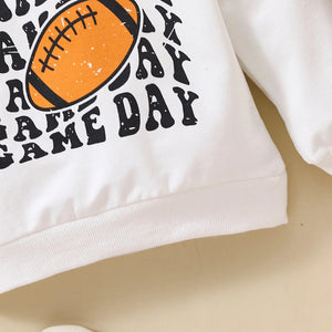 Autumn & Winter Baby Boy Children Clothes Letter ‘Game Day’ Printed Rugby Long Sleeved T-Shirt - SPINGHAR