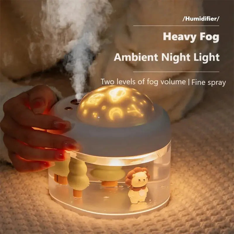 Wireless Projection Lamp & Humidifier - USB Rechargeable Starry Sky Diffuser - SPINGHAR