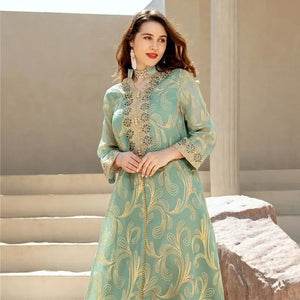 Embroidered Sequin Abaya for Women - Dubai Jalabiya Kaftan - SPINGHAR