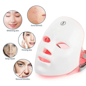 7 Colors Photon Facial LED Mask Red Light Therapy Anti Aging Face Neck Beauty Mask Relaxation Treatment Anti-Wrinkle Skin Care - SPINGHAR