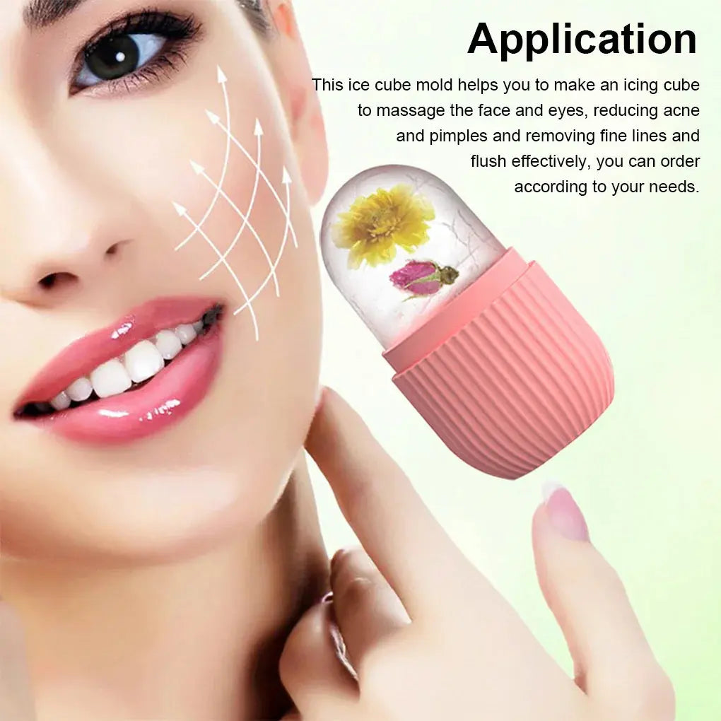 Silicone Ice Facial Roller Skin Care Beauty Lifting Contouring Tools Ice Cube Trays Ice Globe Balls Face Massager Skin Care Tool - SPINGHAR