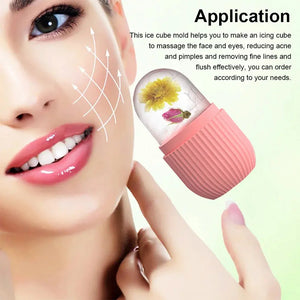 Silicone Ice Facial Roller Skin Care Beauty Lifting Contouring Tools Ice Cube Trays Ice Globe Balls Face Massager Skin Care Tool - SPINGHAR