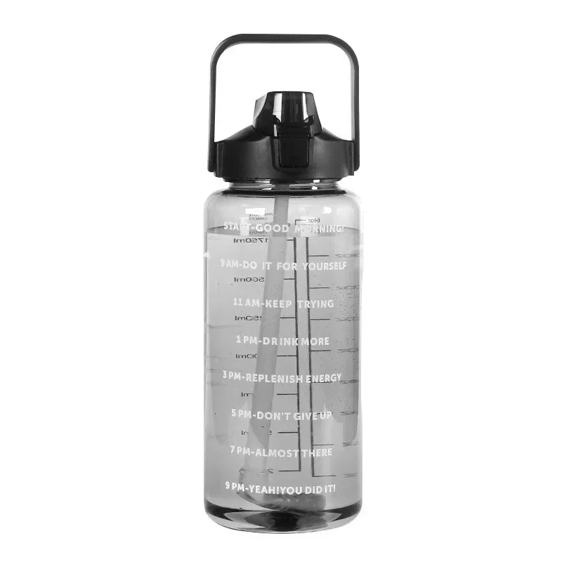 2 Liter Water Bottle Plastic Straw Water Cup Portable Travel Bottle Fitness Cup Outdoor Camping Large Capacity Water Bottle SPINGHAR