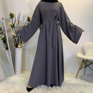 Elegant Dubai Abaya Dresses for Women - Muslim Fashion with Sashes - SPINGHAR