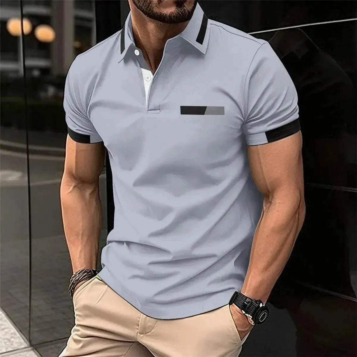 Best-Selling Men's Summer Polo Shirt - Solid Color Short Sleeve Golf Shirt - SPINGHAR