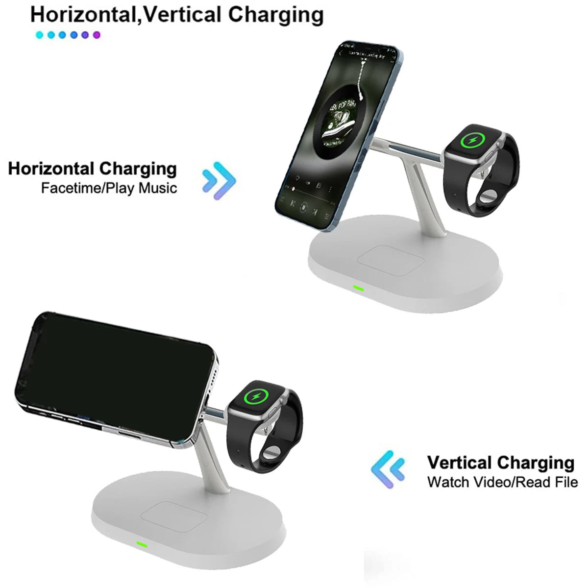 30W Magnetic Wireless Charger Stand for iPhone 15 14 13 12 Pro Max Apple Watch 8 7 Airpods Pro 3 In 1 Fast Phone Charging Sation SPINGHAR