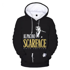 New Scarface 3D Printed Hoodies Fashion Movie Sweatshirt Tony Montana Men Women Harajuku Streetwear Oversized Hoodie Pullover SPINGHAR