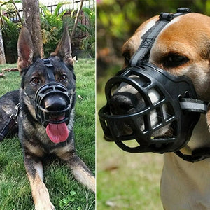 Adjustable Dog Muzzle Anti-Biting Dog Mouth Cover With Reflective Strip Can Drink Water Breathable Plastic SPINGHAR