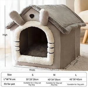 Soft Pet Bed Tent House Dog Kennel Cat Bed Indoor Warm Dog House with Removable Cushion Suitable for Small Medium Large Pets SPINGHAR