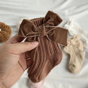 Winter Baby Socks Boy Girl Newborn Autumn Big Bow Socks Children Mid-tube Warm Cotton Socks Toddler Infant Accessories Clothes - SPINGHAR