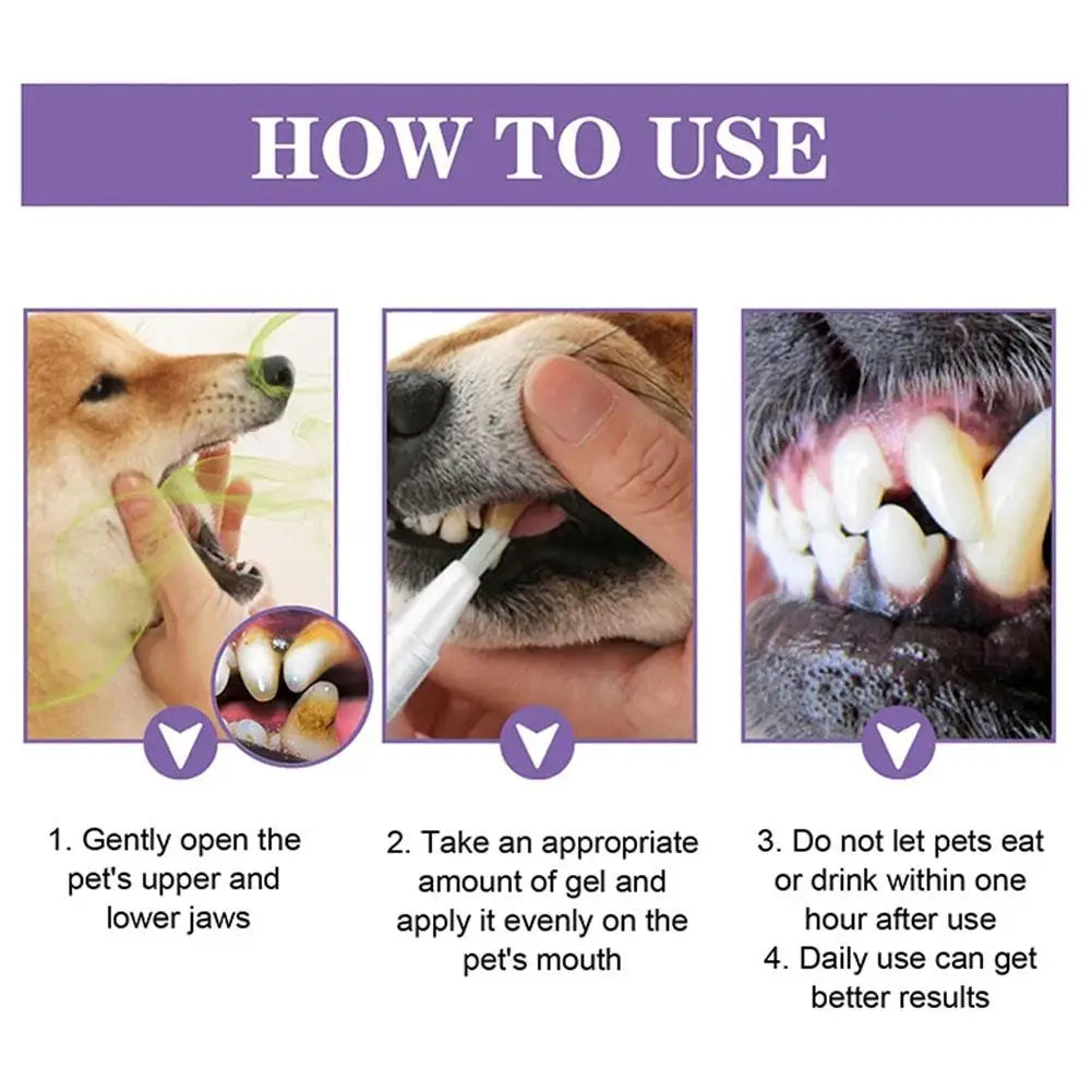 Pet Teeth Cleaning Pen Dog Cat Tartar Plaque Remover Freshen Breath Clean Tooth Stains Deodorant Repair Gum Pet Oral Care Gel SPINGHAR