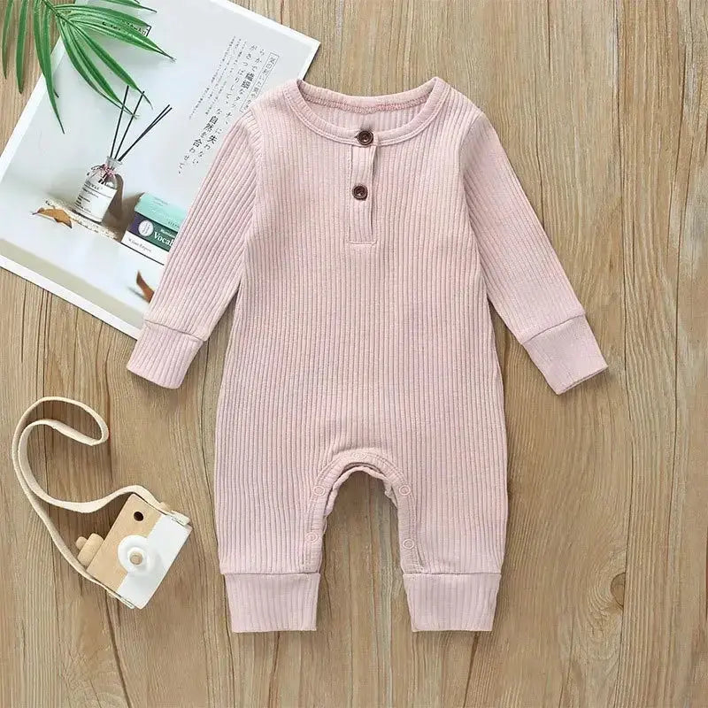 Spring Autumn Newborn Infant Baby Boys Girls Full Sleeve Rib Cotton Romper Playsuit Jumpsuit - SPINGHAR