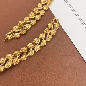 Luxury Dubai Gold Color Jewelry Set For Women Necklace Earrings Bracelet And Ring 4pcs Full Jewelry Set Spiked Shape Design SPINGHAR