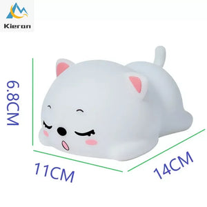 Lovely Cat USB Rechargeable Silicone LED Night Light Bedroom Bedside Floor Lamp with Remote for Kids Baby Gift Touch Sensor Lamp SPINGHAR