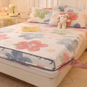 Thickened Milk Velvet Bedspread with Mattress Cover SPINGHAR