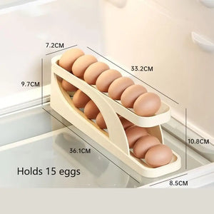 New Automatic Rolling Double-layer Egg Dispenser, Egg Holder Dispenser for Refrigerator, Holds 15 Eggs, Space-Saving Egg Storage SPINGHAR