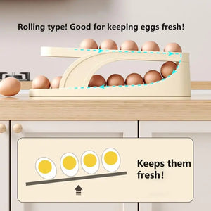 New Automatic Rolling Double-layer Egg Dispenser, Egg Holder Dispenser for Refrigerator, Holds 15 Eggs, Space-Saving Egg Storage SPINGHAR