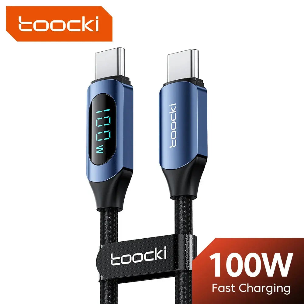 Toocki 100W Type C to Type C Cable - PD Fast Charging and Data Transfer - SPINGHAR