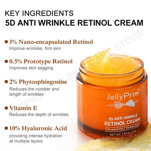 Wrinkle Retinol Face Cream Vitamin E Fine Lines Removal Hyaluronic Acid Moisturizing Lifting Aging Facial Cream Skin Care Beauty - SPINGHAR