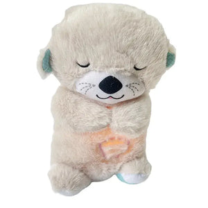 Baby Breathing Bear Baby Soothing Otter Plush Doll Toy Baby Kids Soothing Music Sleeping Companion Sound and Light Doll Toy Gift - SPINGHAR