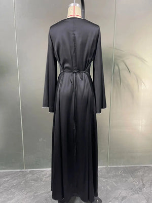 Eid Ramadan Party Dress - Muslim Abaya with Diamond Sleeves - SPINGHAR