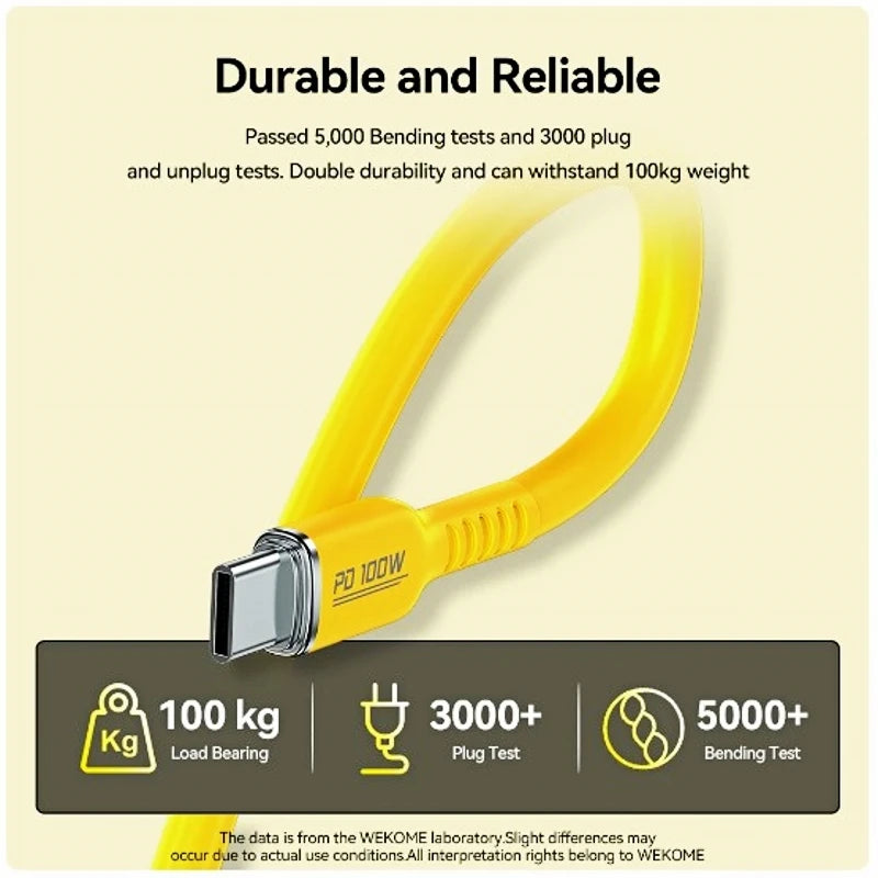 WEKOME 100W Type C Fast Charging Liquid Silicone Cable iPhone 15 Charging Cable Data Transmission Cord for iPhone Xiaomi Samsung SPINGHAR