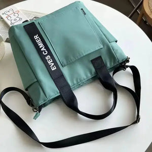 2024 New Casual Tote Large Capacity Shoulder Bag Nylon Waterproof Canvas Handbag Simple Fashion Messenger Bags For Schoolgirl SPINGHAR