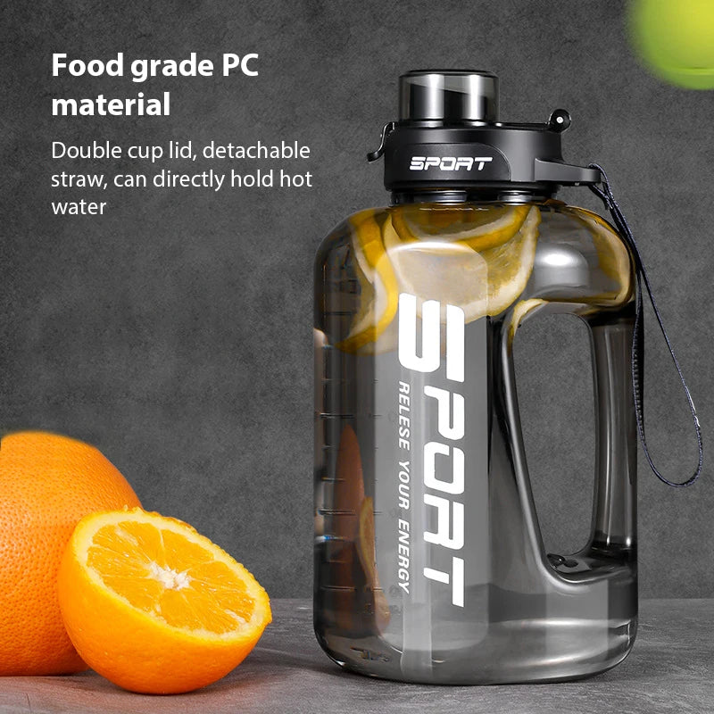 1.2L/1.7L/2.5L Large-Capacity Netflix Straw Pot Belly Cup Sports Water Bottle Ton Ton Bucket Students Portable Plastic Space Cup SPINGHAR