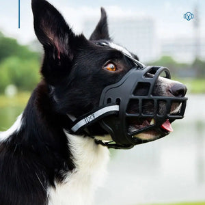 Adjustable Dog Muzzle Anti-Biting Dog Mouth Cover With Reflective Strip Can Drink Water Breathable Plastic SPINGHAR