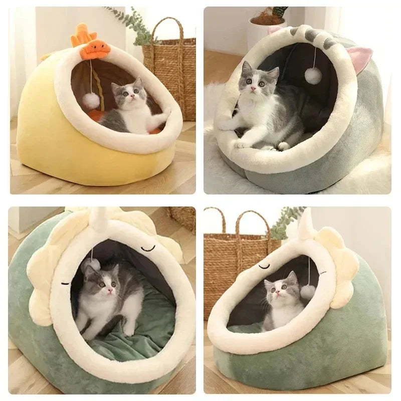 Cat Bed House Kennel Nest Round Pets Sleeping Cave Kitten Beds Pet Basket Cozy Kitten Lounger Cushion Cat House Tent Dog House SPINGHAR