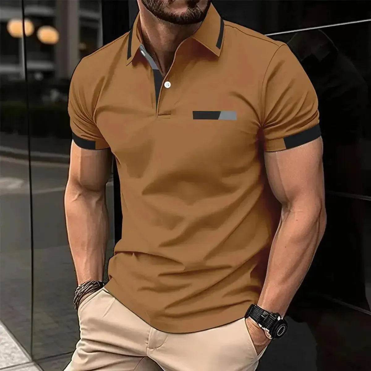 Best-Selling Men's Summer Polo Shirt - Solid Color Short Sleeve Golf Shirt - SPINGHAR