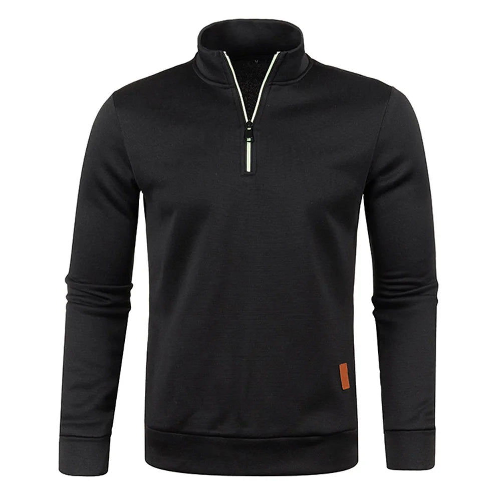 Men Sweatshirts Spring Thicker Pullover Half Zipper Pullover for Male Hoody Outdoor Sweatshir Autumn Solid Color Turtleneck Swea SPINGHAR