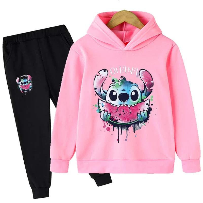 Baby Stitch Clothing Sets Children 1-16 Years Suit Boys Tracksuits Kids Brand Sport Suits Stich Hoodies Tops +Pants 2pcs Set SPINGHAR