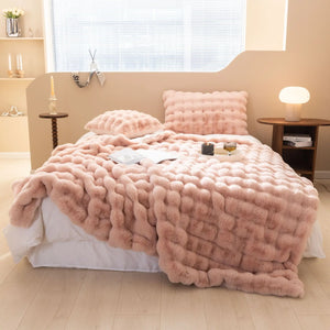 Luxury Faux Fur Throw Blanket for Living Room and Bedroom SPINGHAR