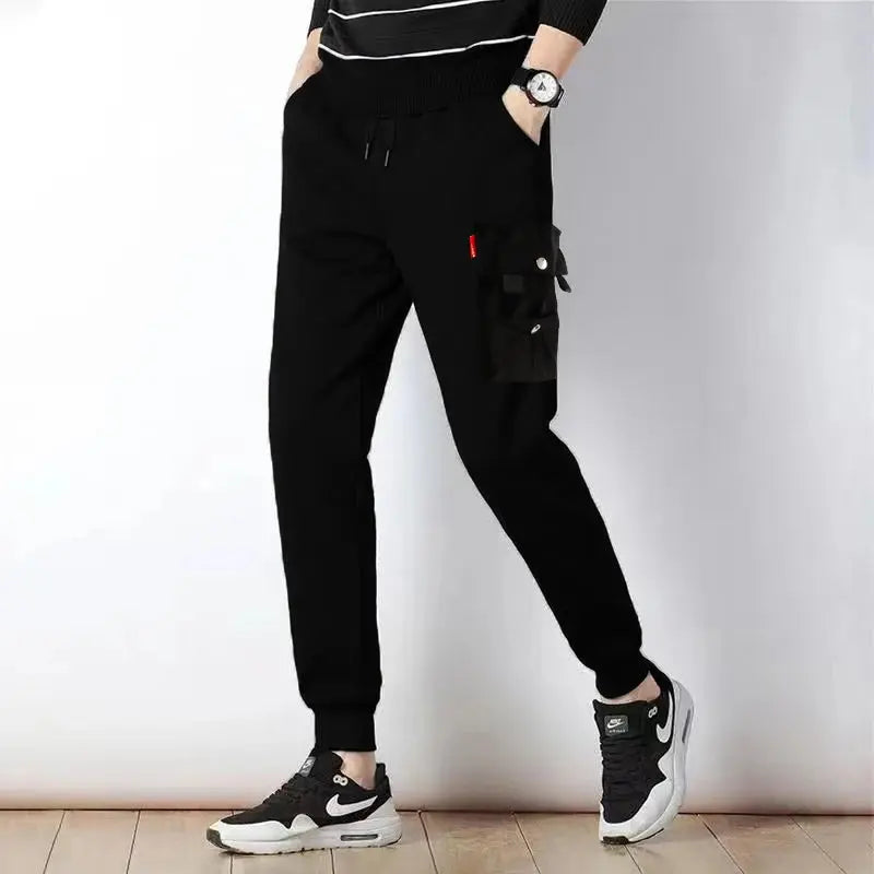 Trendy Solid Color Men's Cargo Pants - Loose Casual Multi Pocket Work Pants - SPINGHAR