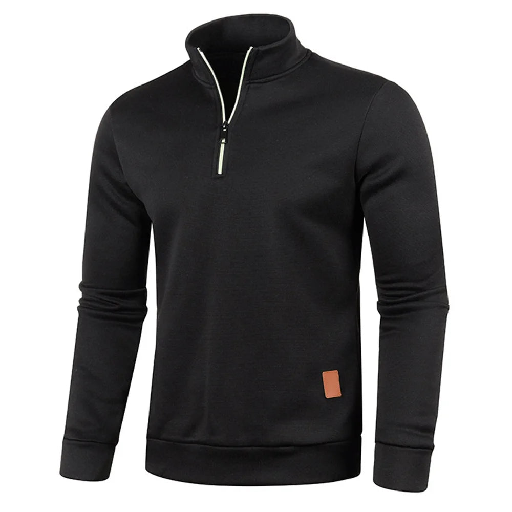 Men Sweatshirts Spring Thicker Pullover Half Zipper Pullover for Male Hoody Outdoor Sweatshir Autumn Solid Color Turtleneck Swea SPINGHAR